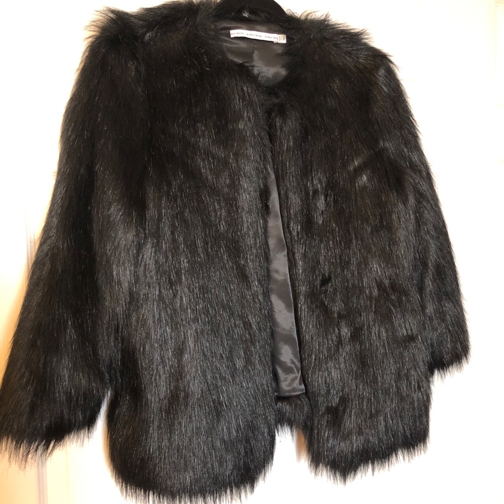 & Other Stories Faux Fur Black Coat